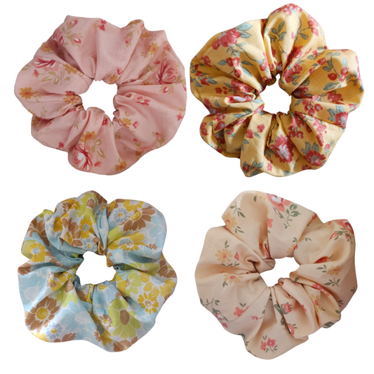 Floral Scrunchies - 4 Pack