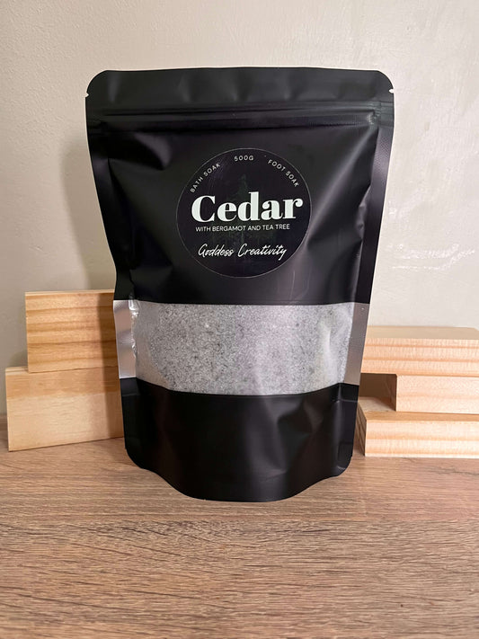 Cedar Bath Soak (with bergamot and tea tree essential oils)