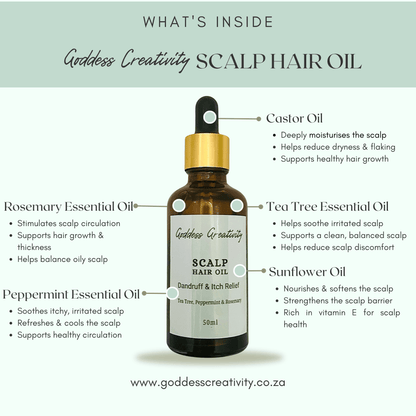 Scalp Hair Oil with Rosemary, Peppermint and Tea Tree Essential Oils